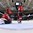 GRAND FORKS, NORTH DAKOTA - APRIL 21: Canada's Tyson Jost #7 scores a third period goal against Switzerland's Philip Wuthrich #29 while Tobias Greisser #20 and Simon le Coultre #4 look on during quarterfinal round action at the 2016 IIHF Ice Hockey U18 World Championship. (Photo by Minas Panagiotakis/HHOF-IIHF Images)

